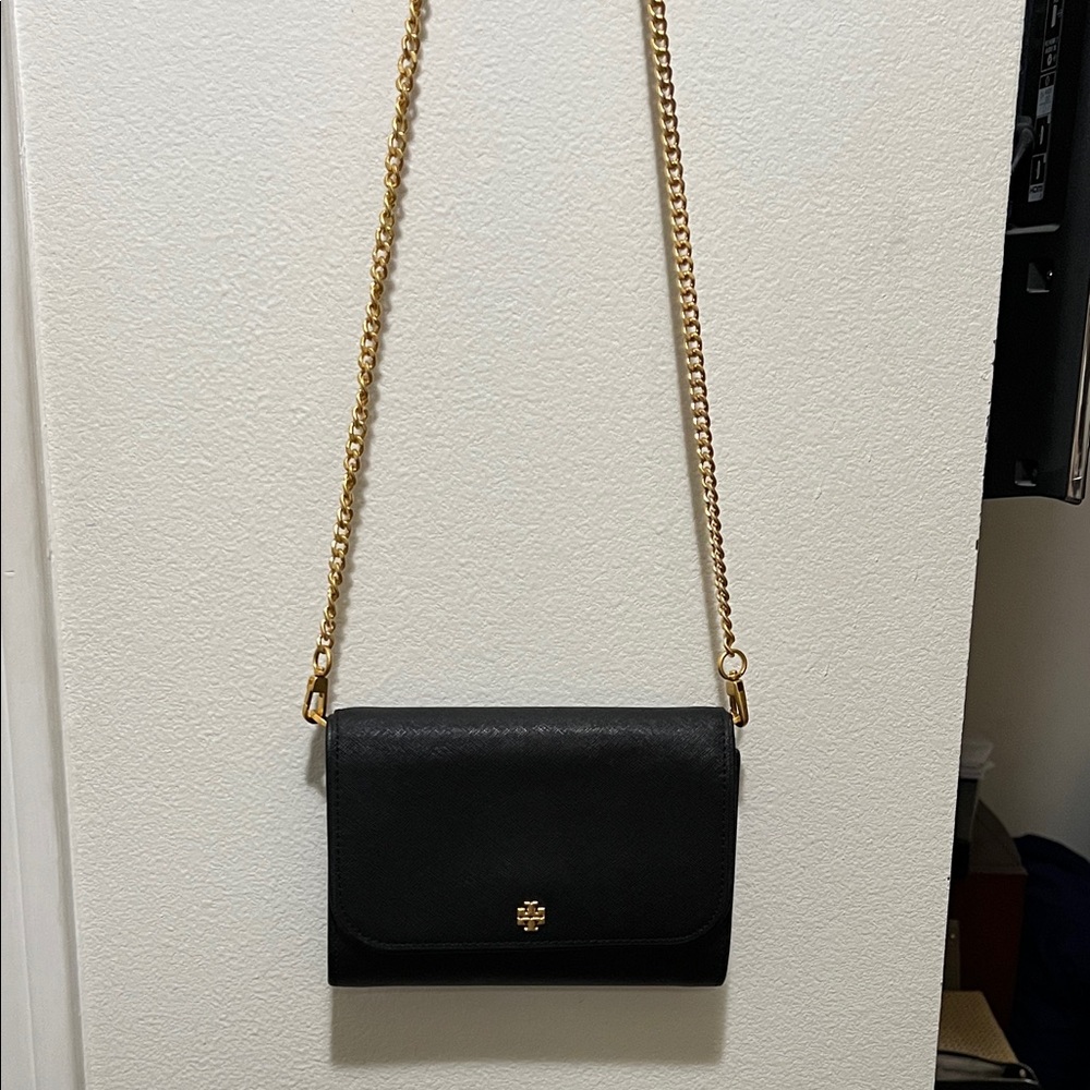 Tory Burch Black Crossbody Bag with Gold Chain